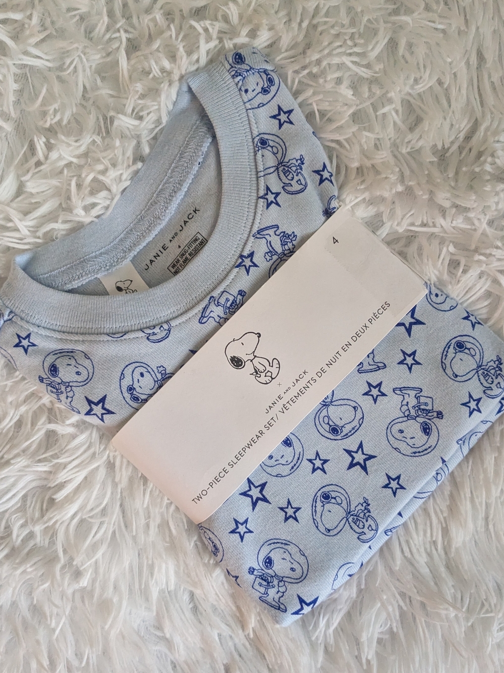 Janie and Jack Light Blue Snoopy Star Pajama Set